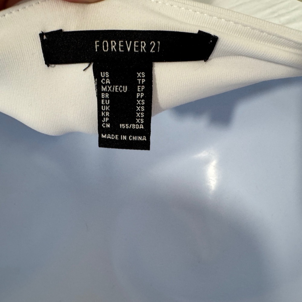 Forever 21 Sz XS White Bubble Hem Spaghetti Strap Bodycon Party Dance Dress - Picture 5 of 6